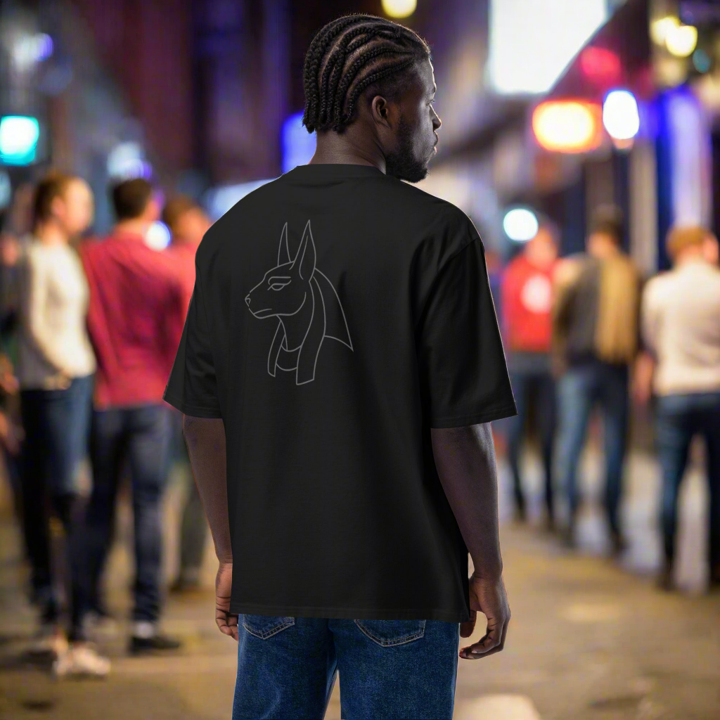 Anubis Graphic T-Shirt – Oversized Black Tee with Eye of Horus